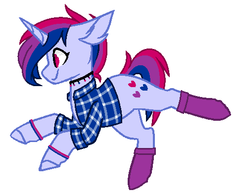 Size: 479x394 | Tagged: safe, artist:aestheticallylithi, derpibooru import, oc, oc:indigo hearts, unofficial characters only, pony, unicorn, bisexual pride flag, choker, clothes, flannel, male, pride, pride flag, raised hoof, raised leg, simple background, socks, solo, stallion, transparent background, wristband