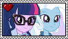 Size: 99x57 | Tagged: safe, artist:shizukanamono, derpibooru import, sci-twi, trixie, twilight sparkle, equestria girls, deviantart stamp, female, lesbian, sci-twixie, shipping, stamp, twixie