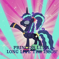 Size: 720x720 | Tagged: safe, derpibooru import, edit, edited screencap, screencap, princess luna, alicorn, pony, between dark and dawn, 80s, 80s princess luna, cropped, eyes closed, female, mare, solo