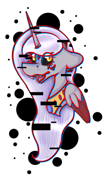 Size: 2290x3763 | Tagged: safe, artist:chazmazda, derpibooru import, oc, unofficial characters only, alicorn, pony, alicorn oc, black sclera, bust, error, fangs, female, glitch, horn, mare, outline, portrait, shade, simple background, sketch, slit eyes, transparent background, wings