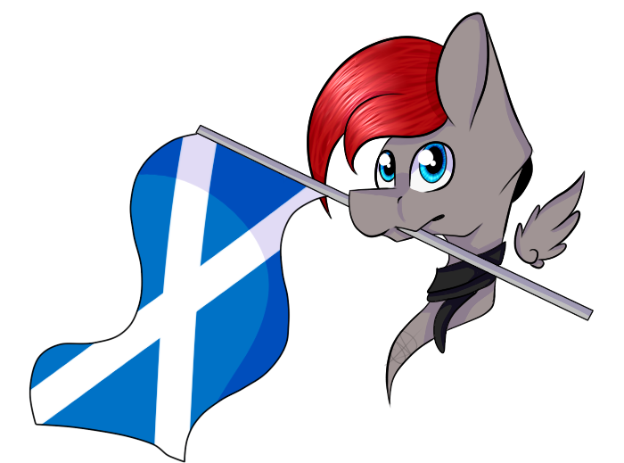 Size: 700x519 | Tagged: safe, artist:chazmazda, derpibooru import, oc, unofficial characters only, pegasus, pony, bust, commission, flag, male, scotland, scottish flag, simple background, white background, ych result, your character here