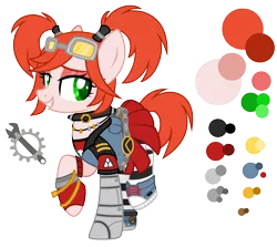 Size: 2548x2276 | Tagged: safe, artist:aestheticallylithi, derpibooru import, oc, oc:anarchy gear, unofficial characters only, cyborg, earth pony, pony, amputee, bedroom eyes, belt, borderlands, bracelet, choker, clothes, converse, cute, denim, eyeshadow, female, fingerless gloves, gloves, goggles, jewelry, makeup, mare, necklace, pigtails, pleated skirt, prosthetic leg, prosthetic limb, prosthetics, reference sheet, shirt, shoes, simple background, skirt, socks, solo, striped socks, t-shirt, transparent background, wristband