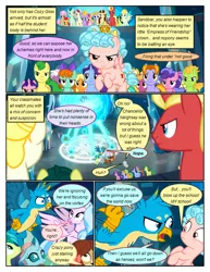 Size: 612x792 | Tagged: safe, artist:newbiespud, derpibooru import, edit, edited screencap, screencap, cozy glow, gallus, november rain, ocellus, sandbar, silverstream, smolder, starlight glimmer, tune-up, yona, changedling, changeling, classical hippogriff, dragon, earth pony, gryphon, hippogriff, pegasus, pony, unicorn, yak, comic:friendship is dragons, school raze, angry, background pony, background pony audience, bow, colt, comic, dialogue, dragoness, female, filly, flying, freckles, friendship student, frown, hair bow, looking down, looking up, magic, magic circle, male, mare, screencap comic, stallion, student six