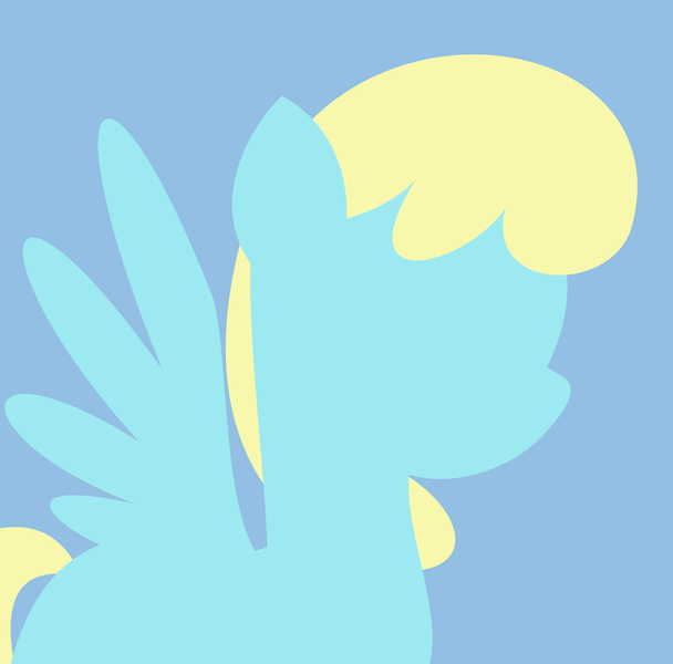 Size: 2000x1975 | Tagged: safe, artist:jhayarr23, derpibooru import, sassaflash, pegasus, pony, background pony, blue background, commission, female, lineless, mare, minimalist, modern art, simple background, solo, spread wings, wings