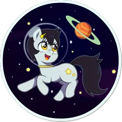 Size: 1998x2000 | Tagged: safe, artist:doctor-g, derpibooru import, seven seas, star dancer, earth pony, pony, my little pony: the manga, female, hairpin, mare, planet, planetary ring, solo, space, space pony, stars, wingding eyes