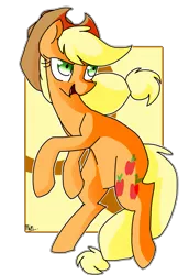 Size: 741x1078 | Tagged: safe, artist:snowolive, derpibooru import, part of a set, applejack, earth pony, pony, abstract background, cutie mark, female, mare, open mouth, solo