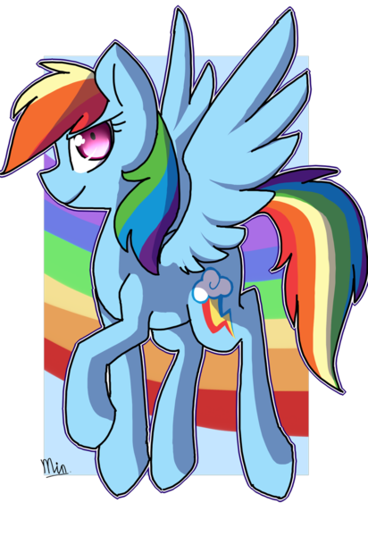 Size: 741x1078 | Tagged: safe, artist:snowolive, derpibooru import, part of a set, rainbow dash, pegasus, pony, abstract background, cutie mark, female, mare, pinpoint eyes, raised hoof, smiling, solo, spread wings, wings