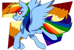 Size: 3507x2380 | Tagged: safe, artist:snowolive, derpibooru import, rainbow dash, pegasus, pony, abstract background, absurd resolution, female, flying, grin, looking at you, mare, smiling, solo, spread wings, starry eyes, wingding eyes, wings