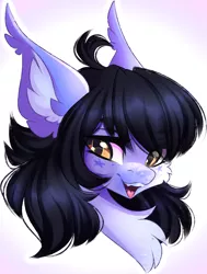 Size: 968x1280 | Tagged: safe, artist:airiniblock, derpibooru import, oc, oc:mitzy, unofficial characters only, bat pony, pony, bat pony oc, bat wings, big ears, bust, cheek fluff, chest fluff, ear fluff, looking at you, open mouth, rcf community, solo, wings