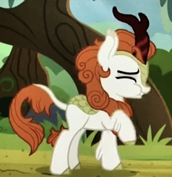 Size: 2932x3024 | Tagged: autumn blaze, cropped, derpibooru import, kirin, puffy cheeks, safe, screencap, solo, sounds of silence