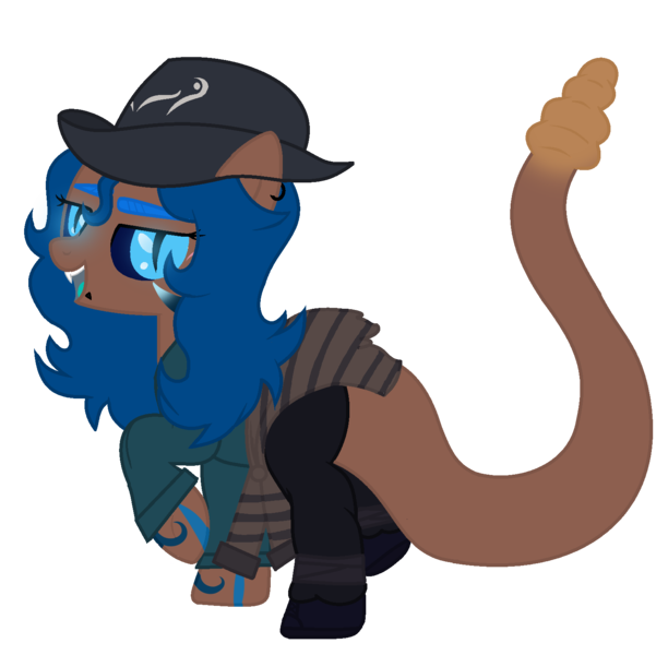 Size: 1548x1517 | Tagged: safe, artist:celestial-rue0w0, artist:klewgcg, derpibooru import, oc, oc:sidewinder, unofficial characters only, original species, pony, snake, snake pony, bandage, base used, bedroom eyes, black sclera, boots, clothes, colored sclera, commission, ear piercing, earring, fangs, fedora, female, hat, jeans, jewelry, mare, open mouth, pants, piercing, raised hoof, raised leg, shirt, shoes, simple background, slit eyes, snake bites, snake eyes, snake tail, solo, sweater, tattoo, transparent background