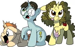 Size: 1381x878 | Tagged: safe, artist:vgc2001, derpibooru import, ponified, pony, unicorn, spoiler:comic, book, broken glasses, colt, female, filly, freckles, harry potter, hermione granger, lightning, male, ron weasley, scared, spell, wand