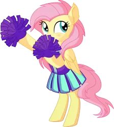 Size: 6056x6769 | Tagged: safe, artist:cyanlightning, derpibooru import, fluttershy, pegasus, pony, .svg available, absurd resolution, bipedal, blushing, cheerleader, cheerleader fluttershy, clothes, cute, daaaaaaaaaaaw, ear fluff, female, folded wings, mare, miniskirt, pleated skirt, pom pom, shyabetes, simple background, skirt, smiling, solo, transparent background, vector, wings