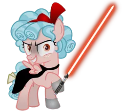 Size: 1192x1091 | Tagged: safe, artist:jawsandgumballfan24, artist:jhayarr23, derpibooru import, edit, cozy glow, pegasus, pony, dark side, evil, lightsaber, show accurate, simple background, sith, sith lord, solo, star wars, transparent background, weapon