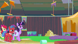 Size: 1280x720 | Tagged: safe, artist:wissle, derpibooru import, edit, edited screencap, screencap, apple bloom, biscuit, blues, cyclops pony, fluttershy, noteworthy, scootaloo, spur, sweetie belle, twilight sparkle, twilight sparkle (alicorn), alicorn, earth pony, pegasus, pony, unicorn, growing up is hard to do, animated, bag, cutie mark crusaders, donny swineclop, female, filly, foal, male, mare, older, older apple bloom, older cmc, older scootaloo, older sweetie belle, parody, saddle bag, scene parody, sound at source, stadium, stallion, youtube link