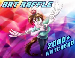 Size: 1280x985 | Tagged: advertisement, anthro, artist:sunny way, art raffle, artraffle, derpibooru import, digital art, happy, horse, lottery, love, oc, oc:sunny way, pegasus, safe, smiling, solo, unguligrade anthro, unofficial characters only, wings