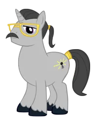 Size: 1536x1972 | Tagged: safe, artist:jackiejak, derpibooru import, oc, oc:high fidelity, pony, unicorn, 2020 community collab, derpibooru community collaboration, facial hair, glasses, moustache, ponytail, simple background, solo, transparent background, unshorn fetlocks, vector