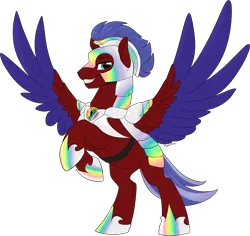 Size: 1715x1619 | Tagged: safe, artist:mythpony, derpibooru import, oc, oc:solar flare, pegasus, pony, armor, male, rearing, simple background, solo, spread wings, stallion, transparent background, two toned wings, wings