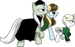 Size: 1547x982 | Tagged: safe, artist:vgc2001, derpibooru import, ponified, pony, unicorn, spoiler:comic, cape, clothes, colt, draco malfoy, family, female, harry potter, lucius malfoy, male, mare, narcissa malfoy, serious, serious face, stallion, uniform, wand