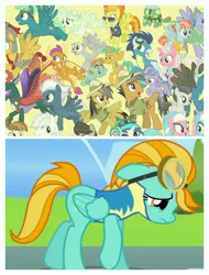 Size: 3106x4096 | Tagged: safe, derpibooru import, edit, edited screencap, screencap, aloe, bow hothoof, clear sky, daring do, derpy hooves, double diamond, featherweight, flash magnus, lightning dust, lotus blossom, night glider, octavia melody, pharynx, quibble pants, rumble, sky stinger, smolder, snails, snips, soarin', spitfire, tank, thunderlane, vapor trail, vinyl scratch, wind sprint, windy whistles, changedling, changeling, dragon, earth pony, pegasus, pony, tortoise, turtle, unicorn, the last problem, drama, lightning dust drama, prince pharynx, sad