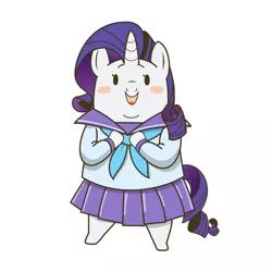 Size: 1000x1000 | Tagged: safe, artist:リンゴパスタ, derpibooru import, rarity, pony, unicorn, chubby, clothes, cute, double chin, dress, female, mare, nico nico seiga, open mouth, raribetes, rarity is a marshmallow, simple background, solo, white background