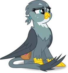 Size: 2103x2267 | Tagged: safe, artist:frownfactory, derpibooru import, gabby, gryphon, dragon dropped, bag, claws, female, folded wings, frown, gabby is not amused, paws, saddle bag, simple background, solo, svg, .svg available, talons, trace, transparent background, unimpressed, vector, wings