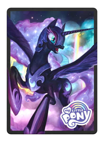 Size: 1024x1400 | Tagged: safe, artist:john thacker, derpibooru import, official, nightmare moon, pony, magic the gathering, ponies the galloping, rainbow waterfall, solo