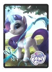 Size: 1024x1400 | Tagged: safe, artist:andrea radeck, derpibooru import, official, rarity, pony, magic the gathering, ponies the galloping, ribbon, scissors, sewing needle, solo, tree