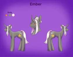 Size: 2522x1963 | Tagged: safe, artist:blacksky1113, derpibooru import, oc, oc:ember arrow, unofficial characters only, pony, unicorn, colored sclera, curved horn, female, horn, mare, reference sheet, solo