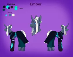 Size: 2522x1963 | Tagged: safe, alternate version, artist:blacksky1113, derpibooru import, oc, oc:ember arrow, unofficial characters only, pony, unicorn, armor, bandage, belt, clothes, colored sclera, curved horn, ear piercing, earring, female, gauntlet, gloves, hair bun, horn, jewelry, mare, pants, piercing, pouch, reference sheet, skirt, solo, tattoo