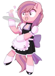 Size: 1369x1898 | Tagged: safe, artist:musicfirewind, derpibooru import, oc, oc:sweet haze, unofficial characters only, pony, clothes, clumsy, cocktail, cocktail glass, crossdressing, cute, maid, male, simple background, transparent background, tray