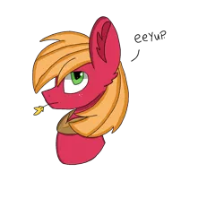 Size: 1378x1378 | Tagged: safe, artist:circuspaparazzi5678, derpibooru import, big macintosh, earth pony, pony, bust, eeyup, freckles, male, profile, shading, simple background, solo, speech, stallion, straw in mouth, talking, transparent background