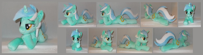 Size: 4612x1252 | Tagged: safe, artist:calusariac, derpibooru import, lyra heartstrings, pony, irl, photo, plushie, prone, solo