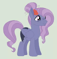 Size: 448x465 | Tagged: safe, artist:lanabananaa, derpibooru import, oc, unofficial characters only, pegasus, pony, base used, flower, flower in hair, hair bun, magical lesbian spawn, male, offspring, parent:fluttershy, parent:princess luna, parents:lunashy, stallion