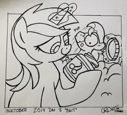 Size: 2048x1850 | Tagged: safe, artist:coaldustthestrange, derpibooru import, amethyst star, hugh jelly, earth pony, pony, unicorn, food, inktober, inktober 2019, jar, jelly, traditional art