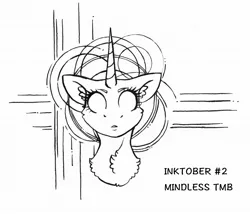 Size: 1838x1574 | Tagged: safe, artist:tillie-tmb, derpibooru import, oc, pony, unicorn, female, inktober, inktober 2019, mare, monochrome, solo, traditional art