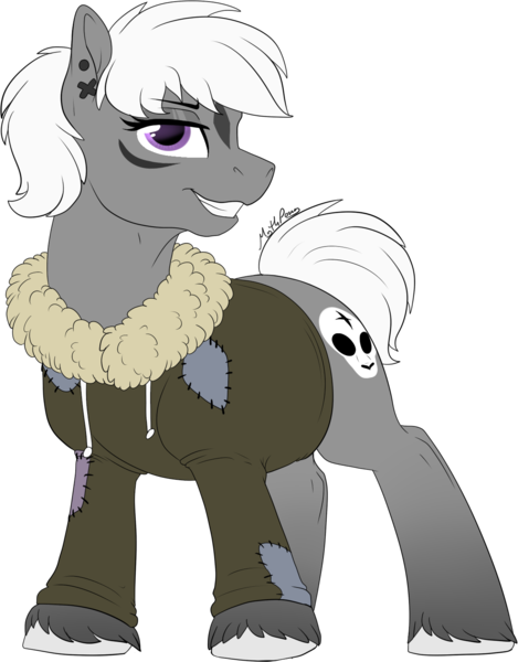 Size: 1196x1529 | Tagged: safe, artist:mythpony, derpibooru import, oc, oc:moon wolf, unofficial characters only, earth pony, pony, bomber jacket, clothes, female, jacket, mare, simple background, solo, transparent background