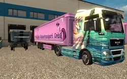 Size: 1680x1050 | Tagged: safe, derpibooru import, owlowiscious, princess celestia, spike, twilight sparkle, twilight sparkle (alicorn), alicorn, pony, euro truck simulator 2, game screencap, man tgx, truck, video game