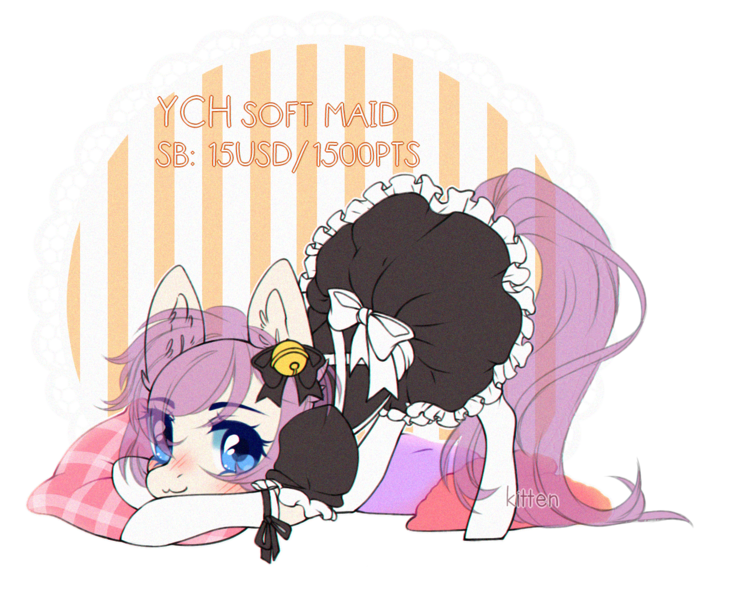 Size: 1329x1086 | Tagged: safe, artist:kitten-in-the-jar, derpibooru import, oc, earth pony, pony, clothes, female, maid, mare, solo