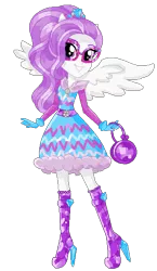 Size: 342x588 | Tagged: safe, artist:gihhbloonde, derpibooru import, sweetie belle, equestria girls, bag, base used, boots, clothes, dress, eyelashes, female, glasses, gloves, grin, high heel boots, high heels, image, png, ponied up, purse, shoes, simple background, smiling, solo, sunglasses, transparent background, wings, winx, winx club, world of winx