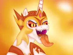 Size: 6200x4650 | Tagged: safe, artist:emu34b, derpibooru import, daybreaker, alicorn, pony, .svg available, absurd resolution, drool, female, gullet, kitchen eyes, mare, maw, mawshot, open mouth, sharp teeth, simple background, solo, teeth, tongue out, vector