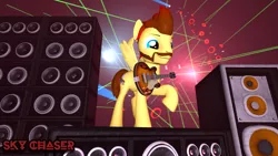 Size: 1920x1080 | Tagged: safe, artist:sky chaser, derpibooru import, oc, oc:sky chaser, unofficial characters only, pegasus, pony, 3d, beard, facial hair, guitar, male, musical instrument, solo, source filmmaker, speakers, stallion