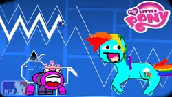 Size: 1280x720 | Tagged: safe, derpibooru import, rainbow dash, roseluck, demon, pony, spider, 1000 hours in ms paint, geometry dash, insane demon, level, my little pony, my little pony logo, online level, reanimation, reanimation (geometry dash), shitty reanimation, spider-man, thor