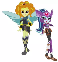 Size: 621x664 | Tagged: safe, artist:derrickmac1, artist:selenaede, derpibooru import, adagio dazzle, sonata dusk, equestria girls, angel, angelic wings, barely eqg related, base used, clothes, crossover, crown, dark pit, fighter, jewelry, kid icarus, kid icarus: uprising, laurel wreath, mask, nintendo, pit (kid icarus), regalia, sandals, shoes, wings