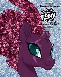 Size: 800x1000 | Tagged: safe, derpibooru import, tempest shadow, pony, my little pony: the movie, glitter, glitter pony, horn, my little pony logo, solo