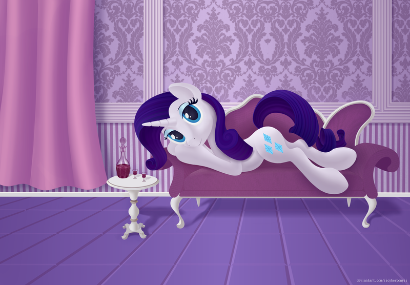 Size: 5670x3938 | Tagged: safe, artist:iicyberponyii, derpibooru import, rarity, pony, glass, image, lying down, png, solo