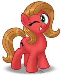 Size: 799x1001 | Tagged: safe, artist:aleximusprime, derpibooru import, oc, oc:pun, unofficial characters only, earth pony, pony, cute, female, looking at you, ococtober, one eye closed, pun, shadow, simple background, solo, transparent background, wink