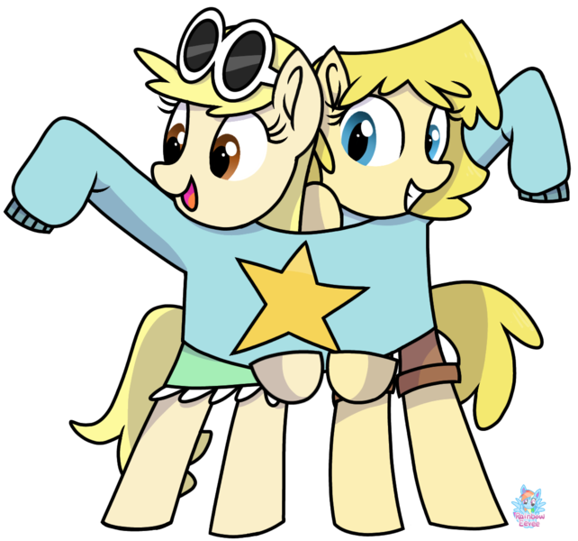 Size: 1156x1081 | Tagged: safe, artist:rainbow eevee, derpibooru import, ponified, pony, clothes, cute, female, leni loud, lesbian, lori loud, shipping, simple background, sweater, the loud house, transparent background