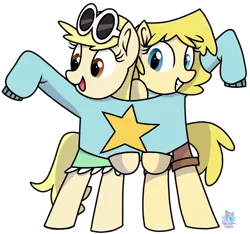 Size: 1156x1081 | Tagged: safe, artist:rainbow eevee, derpibooru import, ponified, pony, clothes, cute, female, leni loud, lesbian, lori loud, shipping, simple background, sweater, the loud house, transparent background