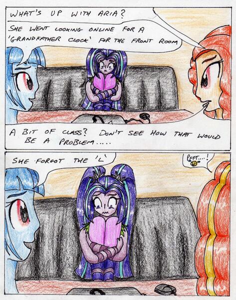 Size: 2353x2982 | Tagged: suggestive, artist:40kponyguy, derpibooru import, adagio dazzle, aria blaze, sonata dusk, equestria girls, amused, computer, disturbed, laptop computer, the dazzlings, traditional art